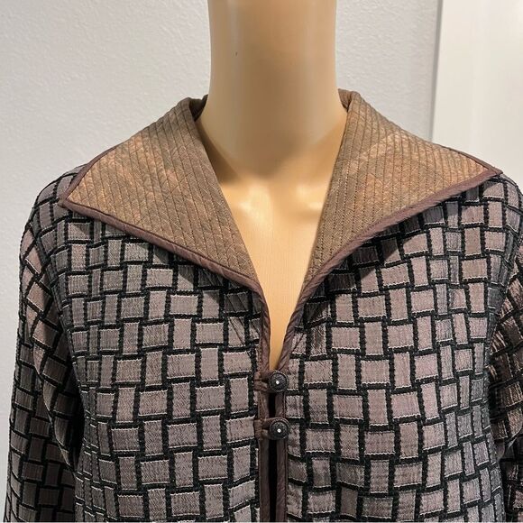 Exotic Designer Art To Wear Exquisite Asian Style Vintage Overcoat Jacket Size S - Picture 3 of 10